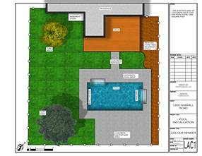 Blue Crystal Clear Swimming Pool with Rock Waterfall, Beautiful Backyard