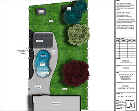 Blue Crystal Clear Swimming Pool with Rock Waterfall, Beautiful Backyard