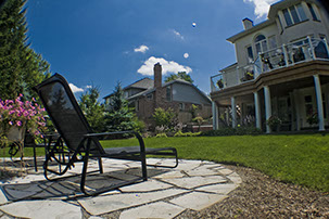 Chair outside on rock backyard